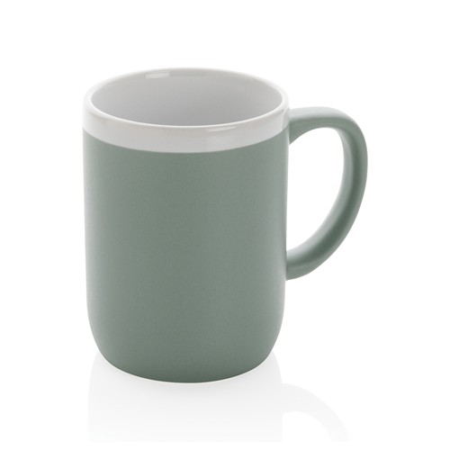 green Taza de cerámica con borde blanco 300ml.