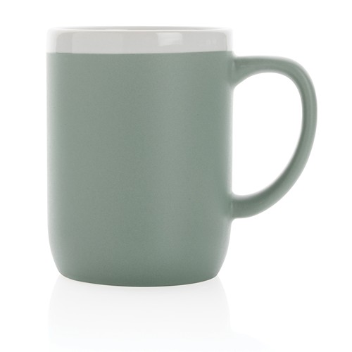 green Taza de cerámica con borde blanco 300ml.
