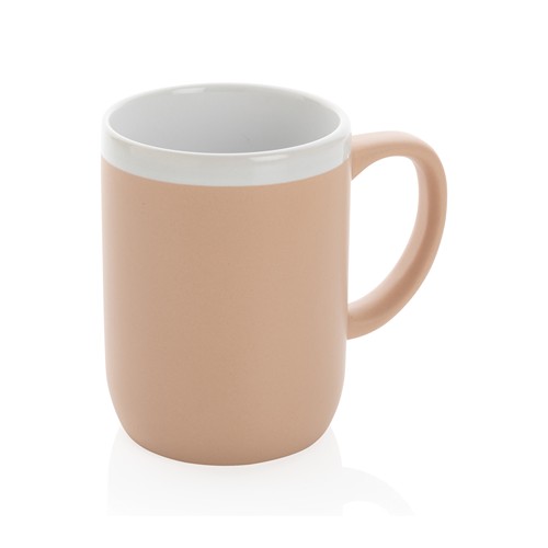 marrón Taza de cerámica con borde blanco 300ml.