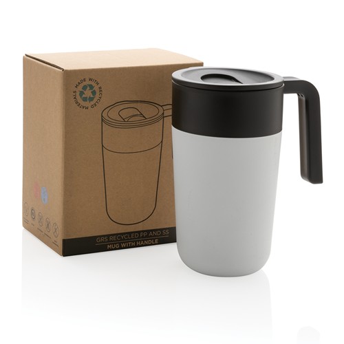 white Taza con asa de PP y SS Reciclado GRS