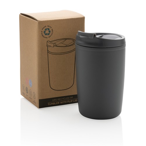 Mug en PP recyclé GRS avec couvercle à bascule