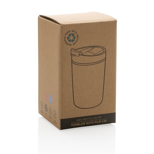 Mug en PP recyclé GRS avec couvercle à bascule