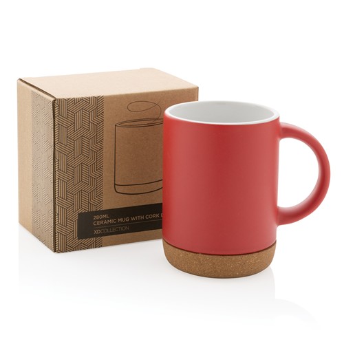 red Taza de cerámica con base de corcho 280 ml