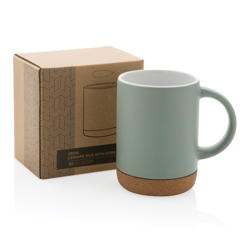 Taza de cerámica con base de corcho 280ml.