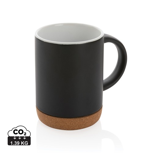 black Taza de cerámica con base de corcho 280 ml