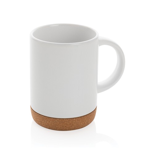 white Taza de cerámica con base de corcho 280 ml