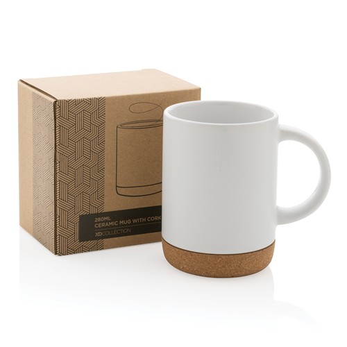 white Taza de cerámica con base de corcho 280 ml