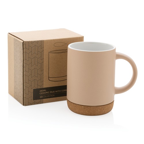 marrón Taza de cerámica con base de corcho 280 ml