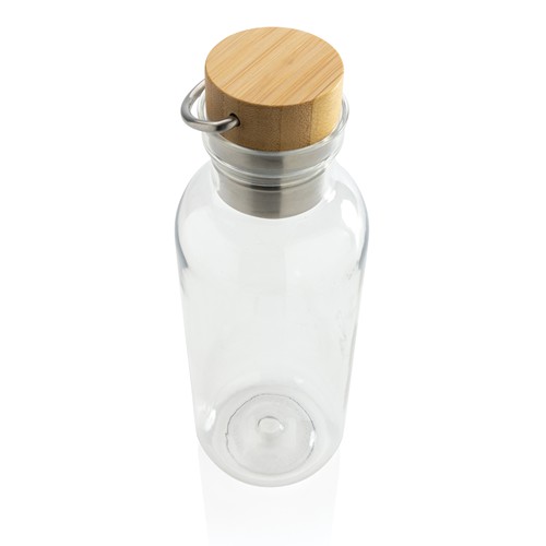 transparente Botella RCS RPET con tapa y asa de bambú