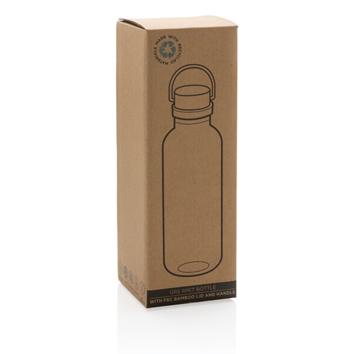 transparente Botella RCS RPET con tapa y asa de bambú