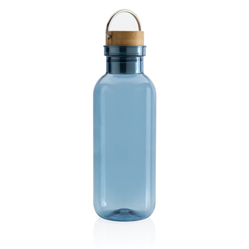 blue Botella RCS RPET con tapa y asa de bambú
