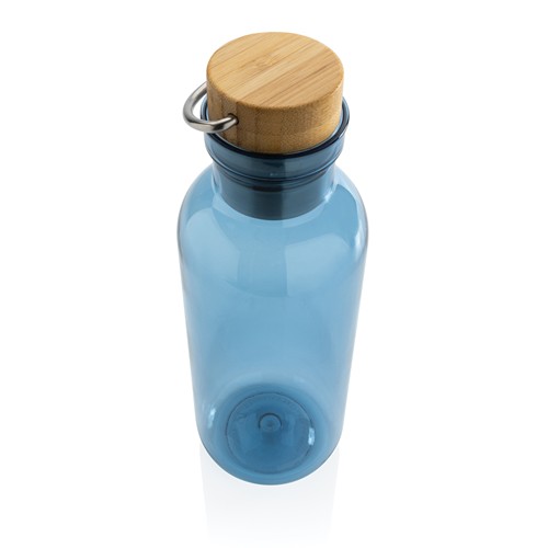 blue Botella RCS RPET con tapa y asa de bambú