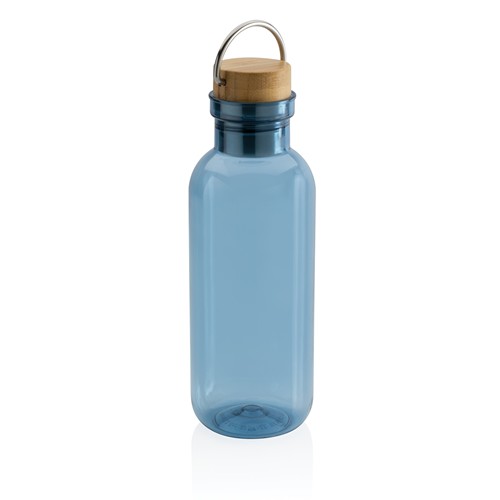 blue Botella RCS RPET con tapa y asa de bambú