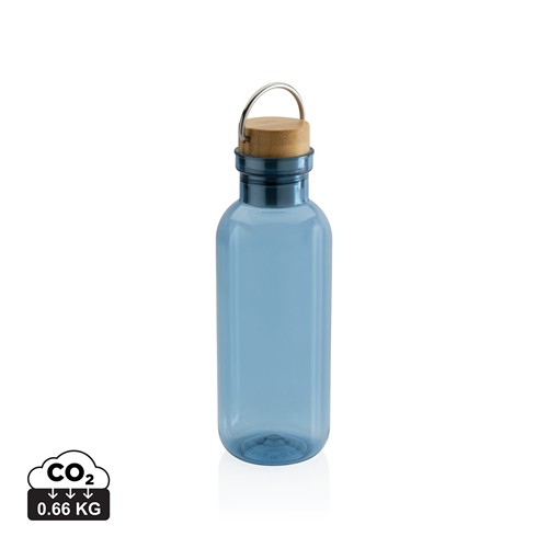 blue Botella RCS RPET con tapa y asa de bambú