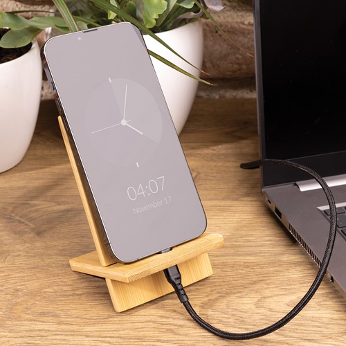 Support téléphone en bambou dans une boîte kraft - 5