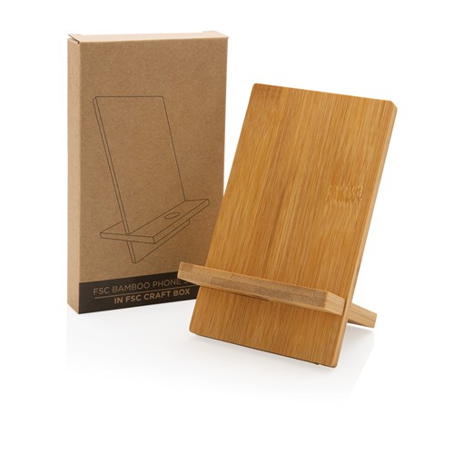 Support téléphone en bambou dans une boîte kraft - 4