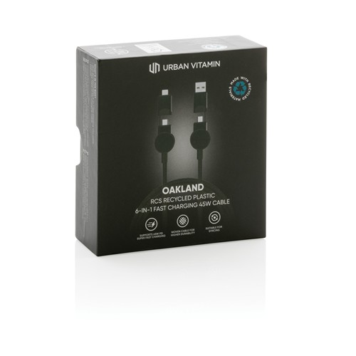 Câble Oakland 6-in-1 à charge 45W en plastique recyclé RCS - 10