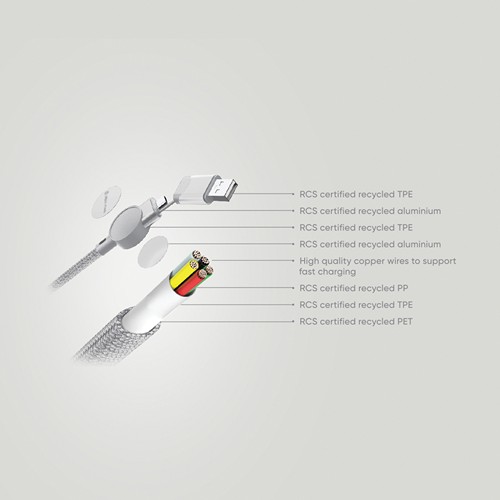 white Cable 6 en 1 Oakland RCS carga rápida 45W