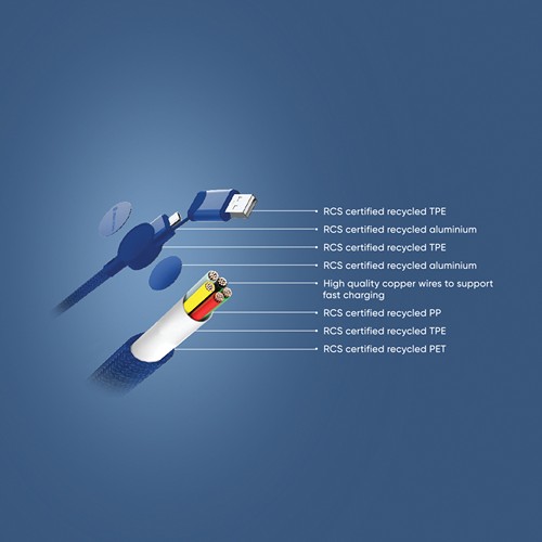blue Cable 6 en 1 Oakland RCS carga rápida 45W