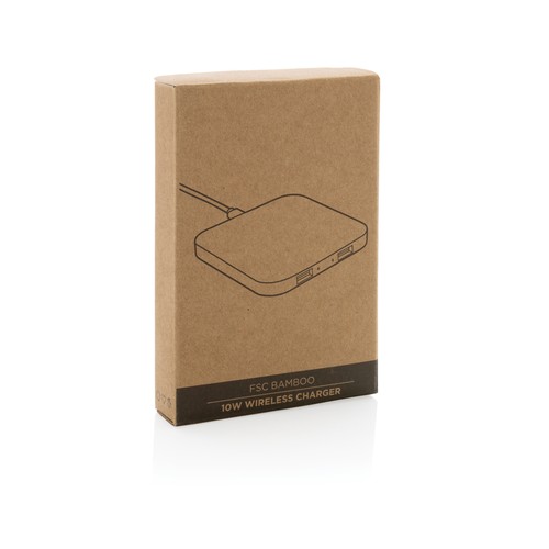 Cargador inalámbrico bambú 10W con USB