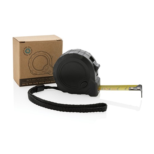 Mètre 3M/16 mm en plastique recyclé RCS avec bouton d'arrêt - 4