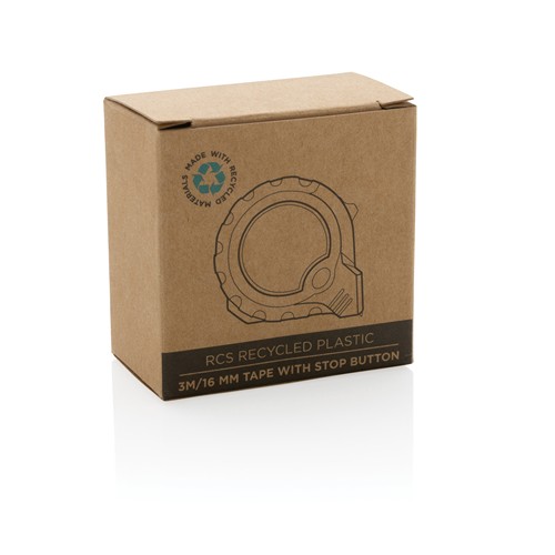 Mètre 3M/16 mm en plastique recyclé RCS avec bouton d'arrêt - 10