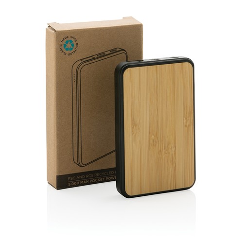 marrón Powerbank de 5.000 mAh de plástico reciclado RCS