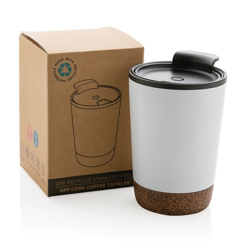 white Taza de café de corcho y acero inoxidable GRS RPP