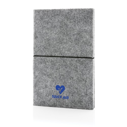 Libreta A5 tapa blanda de fieltro reciclado certificado GRS