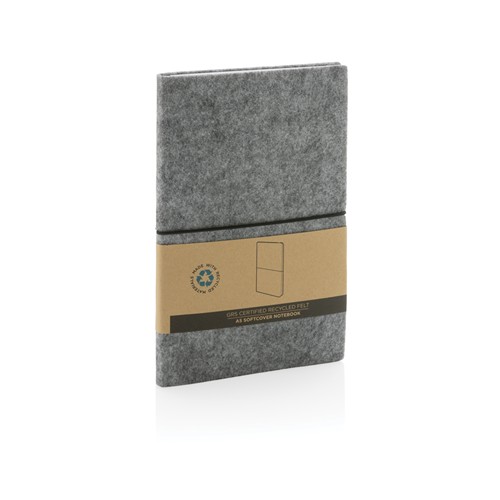 Libreta A5 tapa blanda de fieltro reciclado certificado GRS