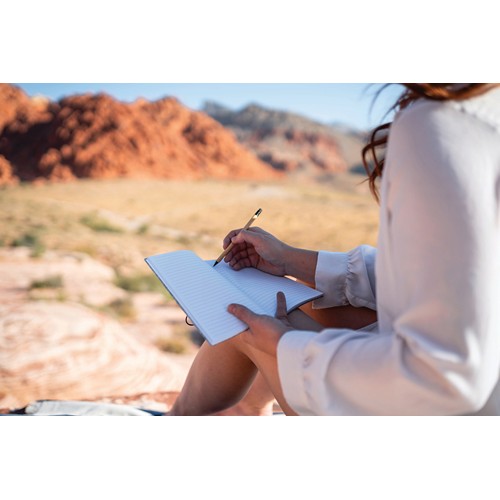 Libreta A5 tapa blanda de fieltro reciclado certificado GRS