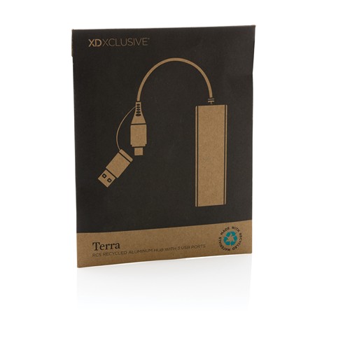 Hub avec 3 ports USB en aluminium recyclé RCS Terra - 8