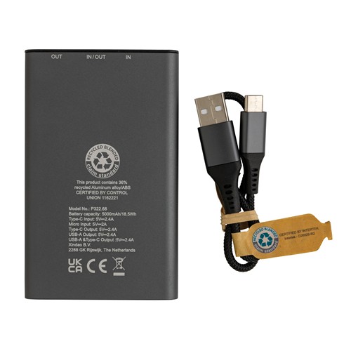 Powerbank 5000 mAh en aluminium recyclé Terra RCS - 6