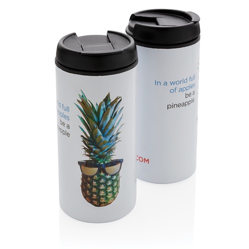 white Taza Metro RCS de acero inoxidable reciclado
