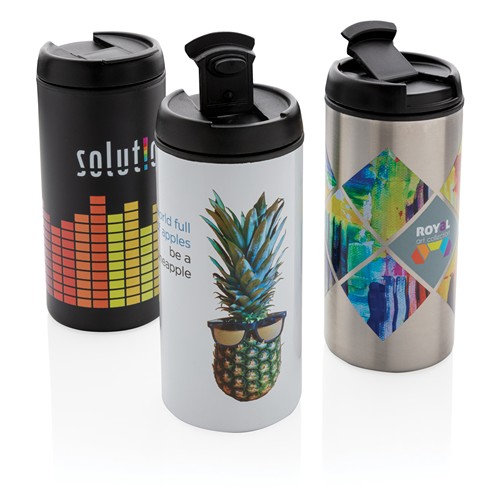 white Taza Metro RCS de acero inoxidable reciclado
