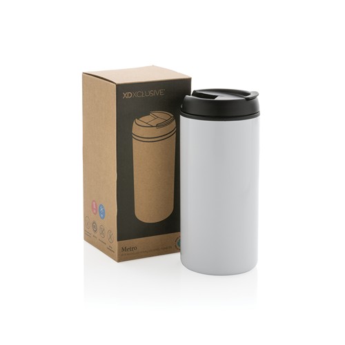 white Taza Metro RCS de acero inoxidable reciclado