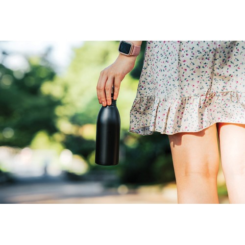 black Botella de agua de lujo de acero inoxidable reciclado RCS