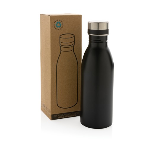 black Botella de agua de lujo de acero inoxidable reciclado RCS