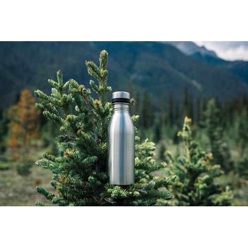 plateado Botella de agua de lujo de acero inoxidable reciclado RCS