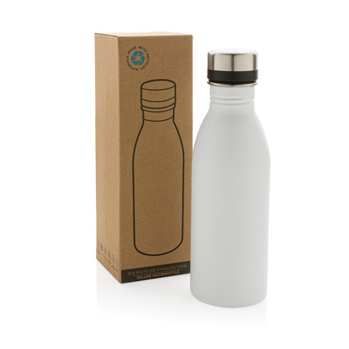 white Botella de agua de lujo de acero inoxidable reciclado RCS