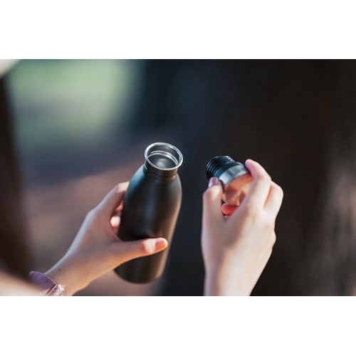 black Botella de agua de lujo de acero inoxidable reciclado RCS