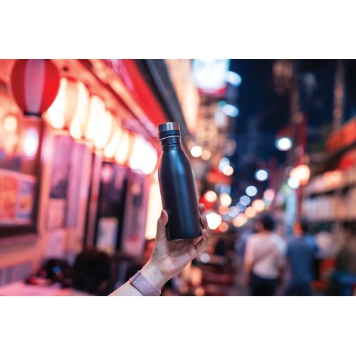 black Botella de agua de lujo de acero inoxidable reciclado RCS