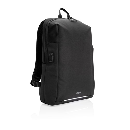 black Mochila para portátil Swiss Peak AWARE™ RFID y USB A