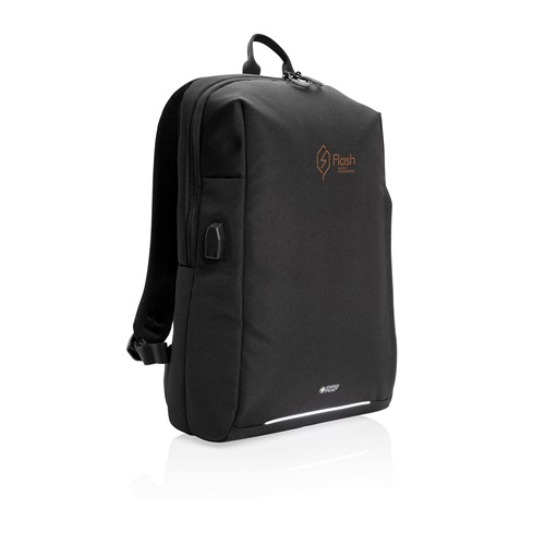 black Mochila para portátil Swiss Peak AWARE™ RFID y USB A