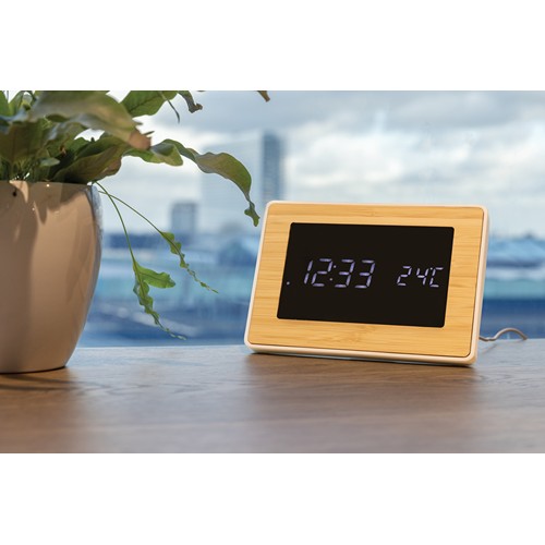 Horloge LED en bambou et plastique RCS Utah - 6