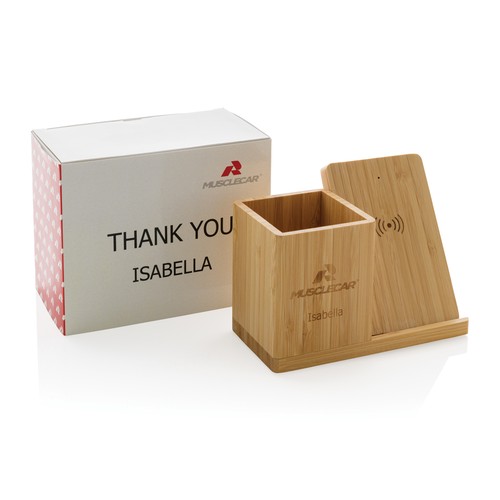 marrón Cargador Calgary inalámbrico bambú 10W