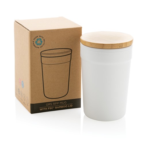 Mug 300ml en PP recyclé GRS avec couvercle en bambou - 3