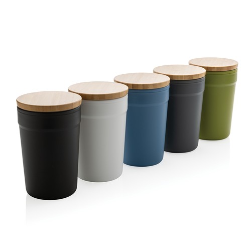 Mug 300ml en PP recyclé GRS avec couvercle en bambou - 9