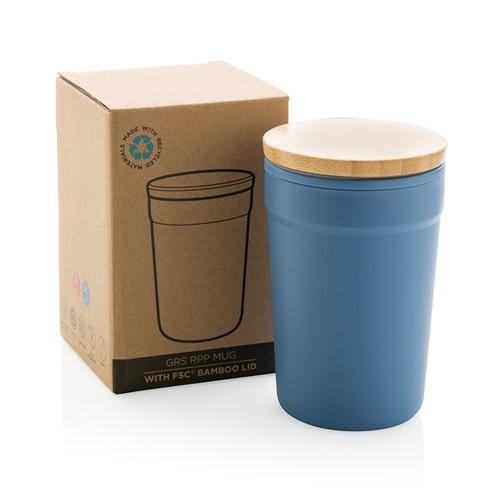 blue Taza GRS RPP con tapa de bambú