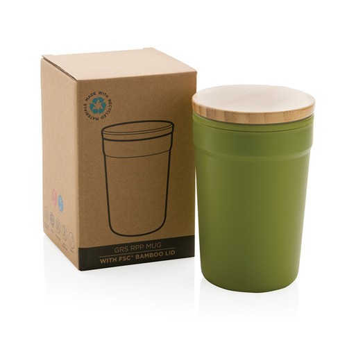 green Taza GRS RPP con tapa de bambú